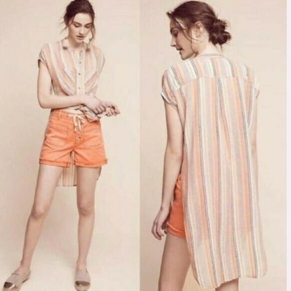 Anthropologie Holding Horses Multicolored Stripe Sleeveless Tunic Blouse - Picture 1 of 13
